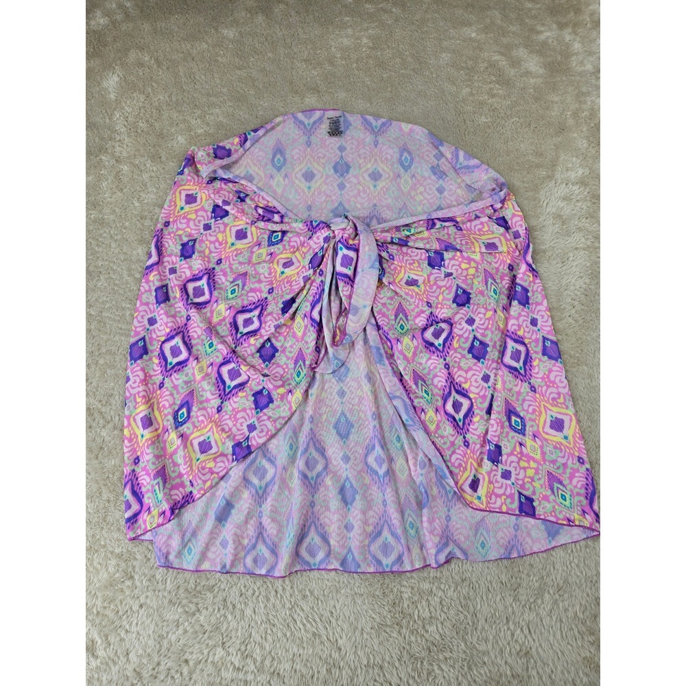 Sweet Secret Purple Ikat Mesh Sarong Wrap Swim Cover Up Skirt Womens XXL 44